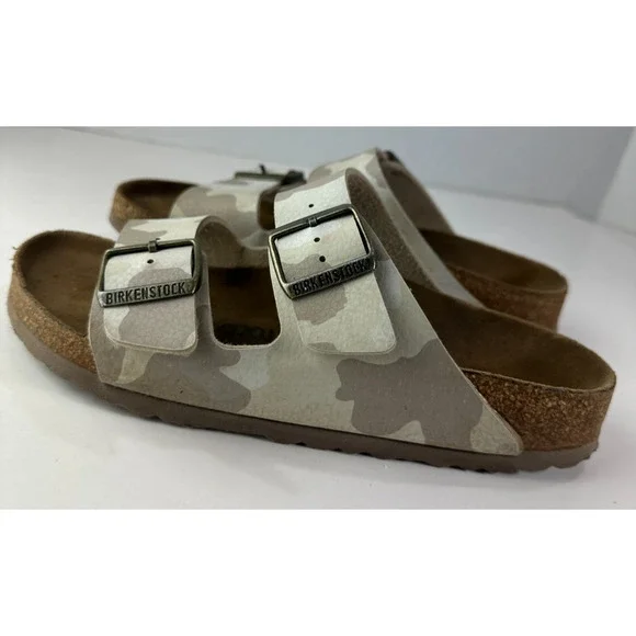 Birkenstock Arizona Slide Sandals 2 Strap Buckle Men's 5 Women's 7 Camo Leather - Picture 14 of 16